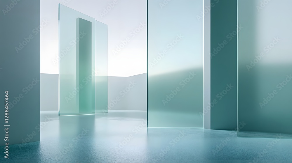 Poster minimalist glass and light filled architectural interior with tranquil ambiance sleek modern design 