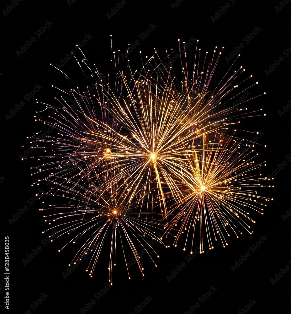 Aufkleber fireworks exploding in the night sky creating beautiful golden trails