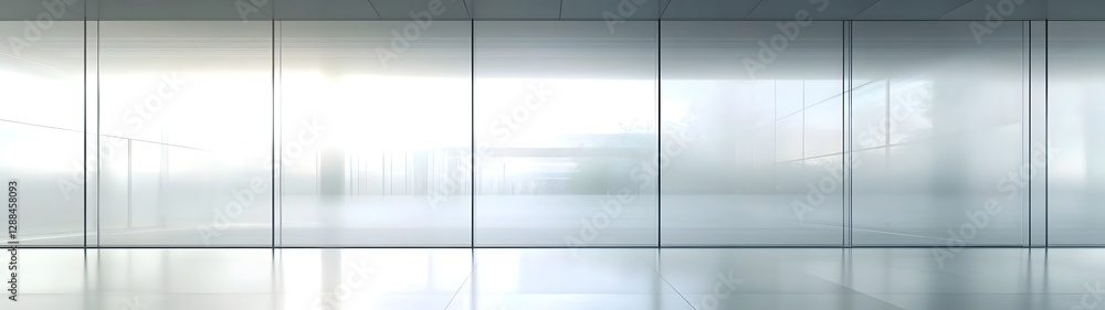 Poster minimalist glass facade of modern office building with geometric patterns and reflections showcasing