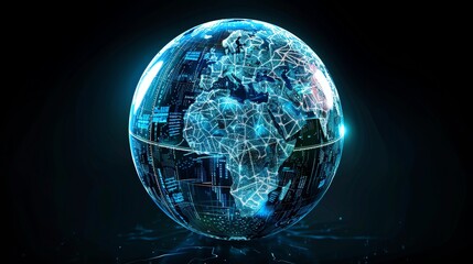 Obraz premium A glowing blue digital globe.
