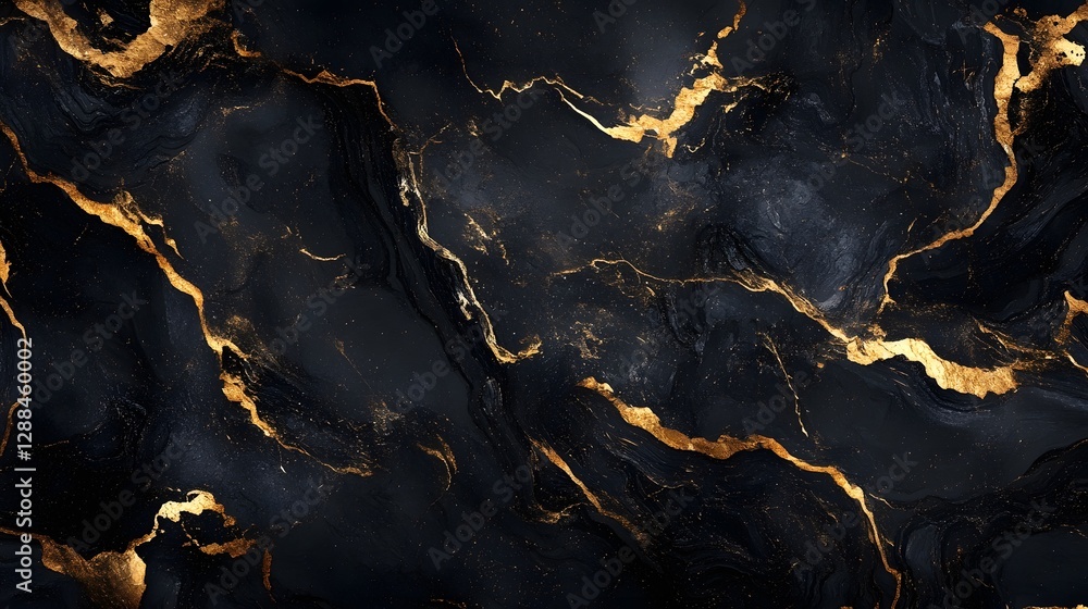 Fototapete moody cracked marble stone textured abstract background with golden metallic veins digital or image 