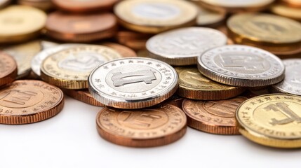 Euro Coins Collection on Clean Surface 