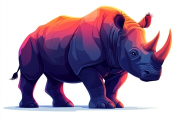 Fototapeta premium Majestic Rhino Illustration Vibrant Gradient Colors Wildlife Art African Animal