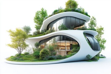 Futuristic Eco Friendly House Green Roof Modern Architecture Sustainable Home Design