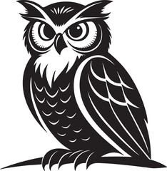 owls vector shilhouette . Owls vector icons in black and white. 