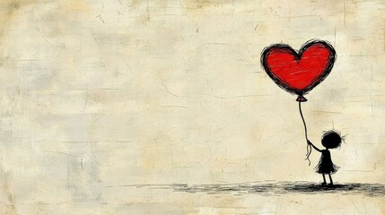 abstract-art-style,  Boy with Love balloon pouting lips  ,space for text,