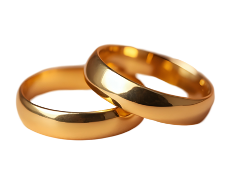 Classic Gold Wedding Rings PNG with Clear Background