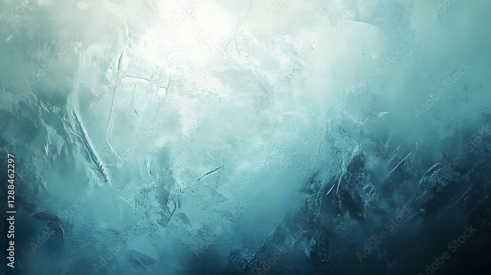 Leinwandbilder mysterious and ethereal frozen landscape with blurred teal gradient background showcasing intricate 