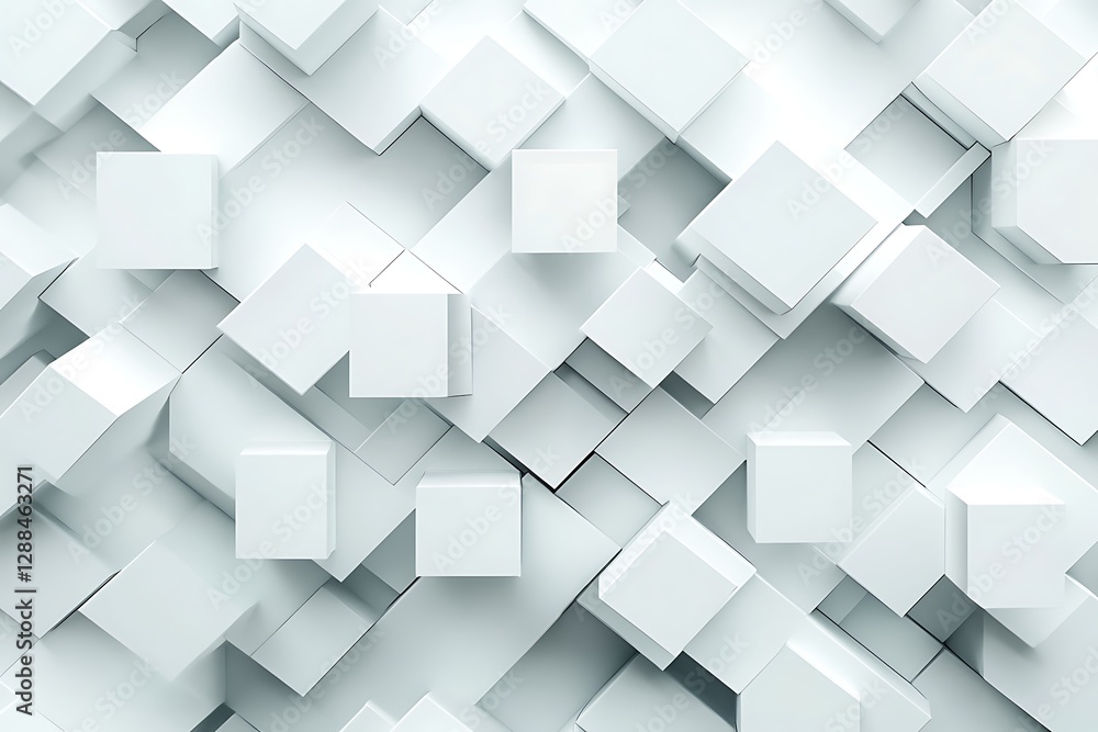 Poster abstract 3d rendering of white cubes background