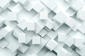 Abstract 3D Rendering of White Cubes Background