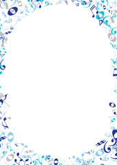 Vector music frame made of musical notes and symbols. Decorative border for certificates, banners, posters, invitations, and greeting cards.