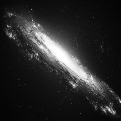 Stunning Spiral Galaxy in Black and White with Bright Core Effects