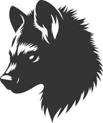 A hyena with its head lowered, staring intensely vector animal silhouette