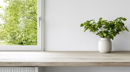 Modern Room Windowsill with Plant, Calm Interior