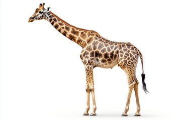 Naklejka premium Majestic Giraffe African Animal Wildlife Isolated on White Background Safari Nature Photography