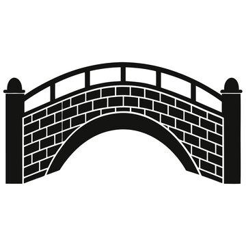 silhouette vector of arched stone bridge