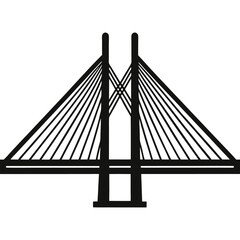 silhouette vector of cable-stayed bridge with tension cables