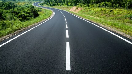 Naklejka premium A wide, empty highway stretching into the distance, symbolizing freedom.