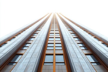 Modern Skyscraper Architecture Upward View of Tall Building Facade with Golden Accents