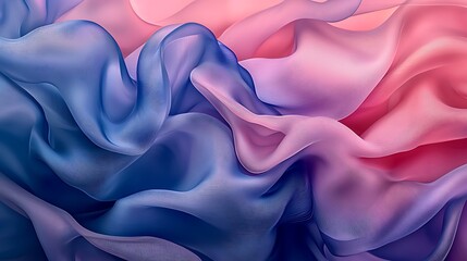 Fototapeta premium Soft flowing silk fabric in shades of blue and pink