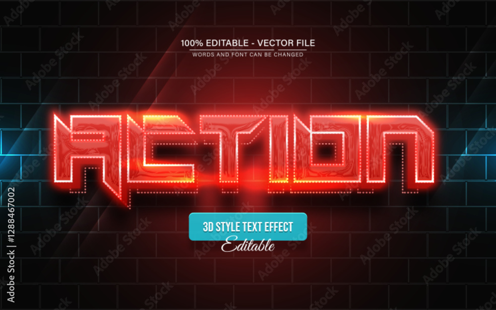 Poster red action light text effect editable