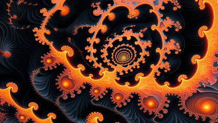 Orange fractal spirals creating a stunning visual effect