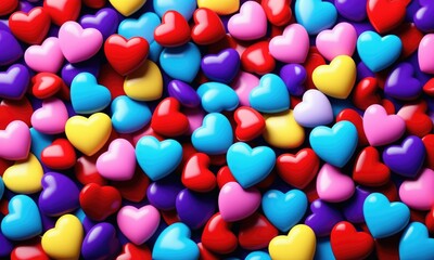 Vibrant colorful hearts background for valentine's day and love themes