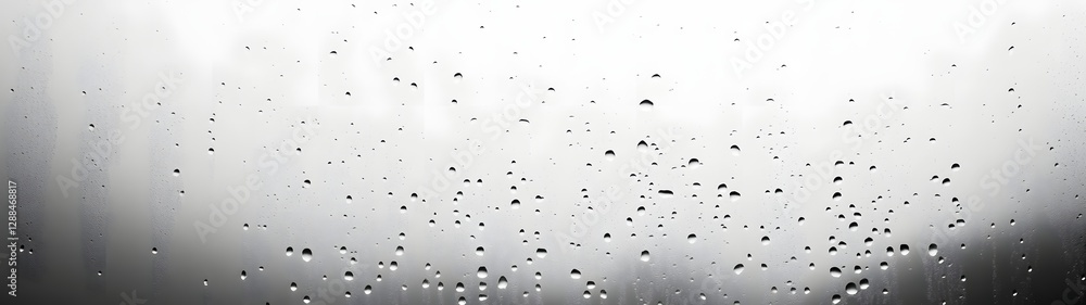Poster Raindrops gently trickling down a foggy wet window pane creating a pensive moody atmosphere  This minimalist abstract image evokes a sense of solitude isolation and introspective contemplation