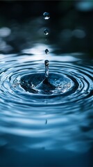An object falls into the water and a spark of water splashes back up. In a quiet atmosphere, practice meditation. 