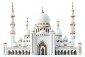 Obraz premium Majestic Grand Mosque Architecture White Domes Minarets Islamic Design