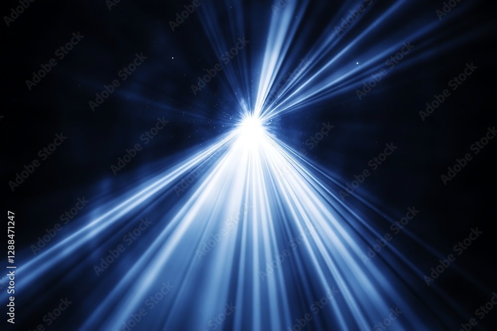 Poster Abstract blue light streaks converging at a central point, creating a dynamic, futuristic effect.