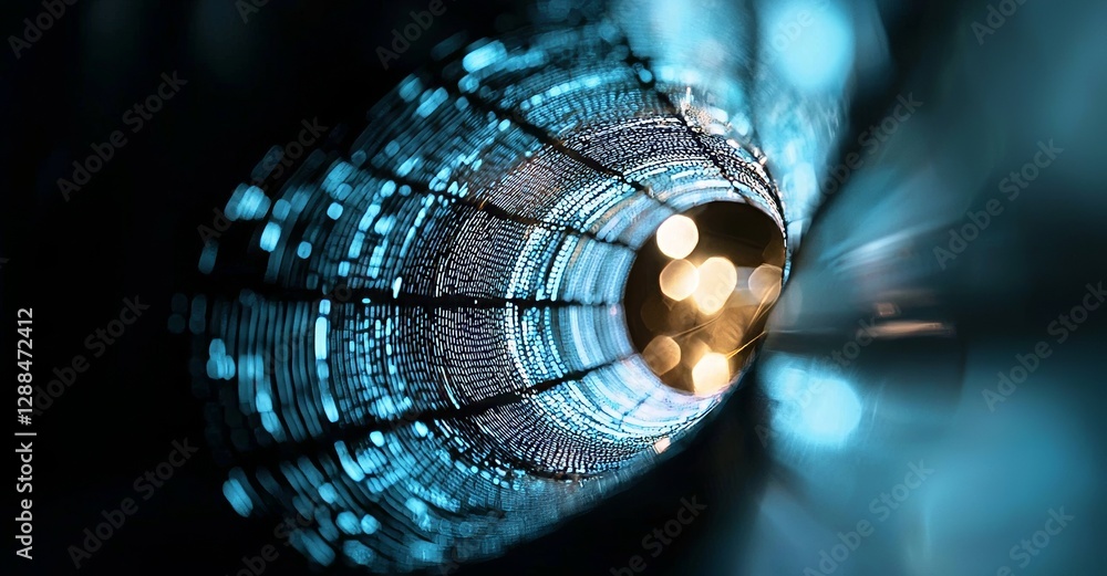 Poster a 3d rendering of abstract digital network data forms the background