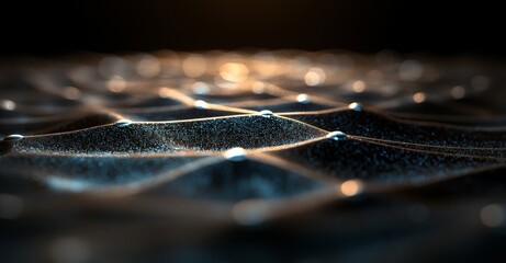 The background is a 3D rendering of abstract digital network data