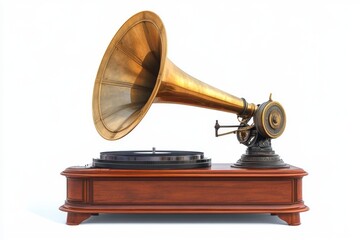 Antique Gramophone Vintage Phonograph with Brass Horn Early 20th Century Music Player