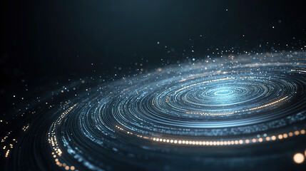 Obraz premium Blue glowing circular ring technology background against a black background