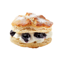 Delicious Cream Biscuit with Blueberry Filling and Powdered Sugar