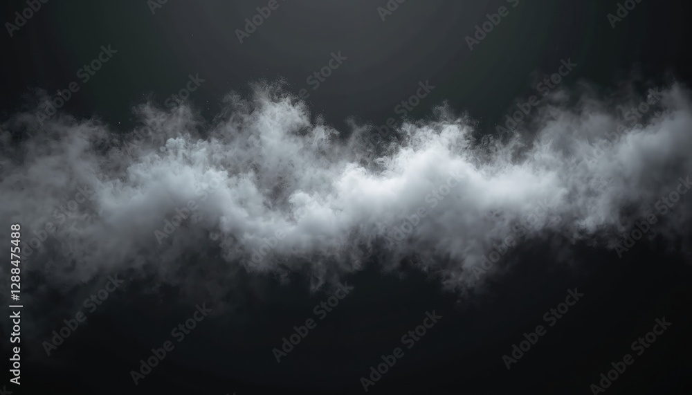 Poster illustration of light mist or blizzard isolated on black background. white flow streams. freezing fo
