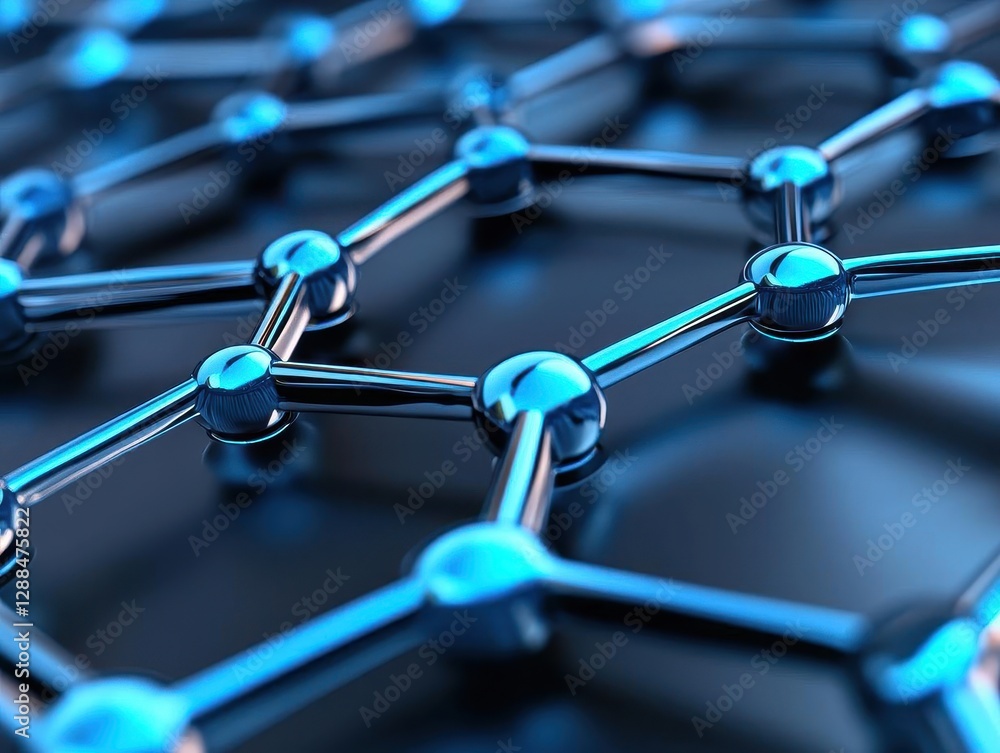 Poster Embossed mesh representing internet connections, cloud computing and neural network