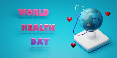 World Health Day greeting illustration. 3d render. 