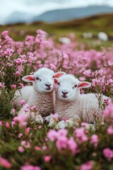 Obraz premium Sheep grazing on grass