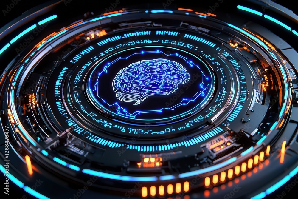 Leinwandbilder Futuristic artificial intelligence brain representing machine learning and neural networks