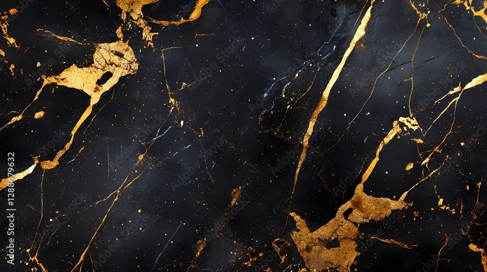 Aufkleber striking abstract marble texture with dynamic golden veins and dramatic lighting effects creating a 
