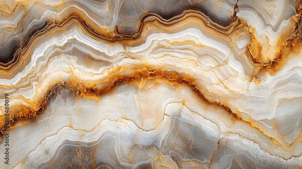 Poster Striking abstract patterns and textures created by geological processes on an aged eroded rock surface