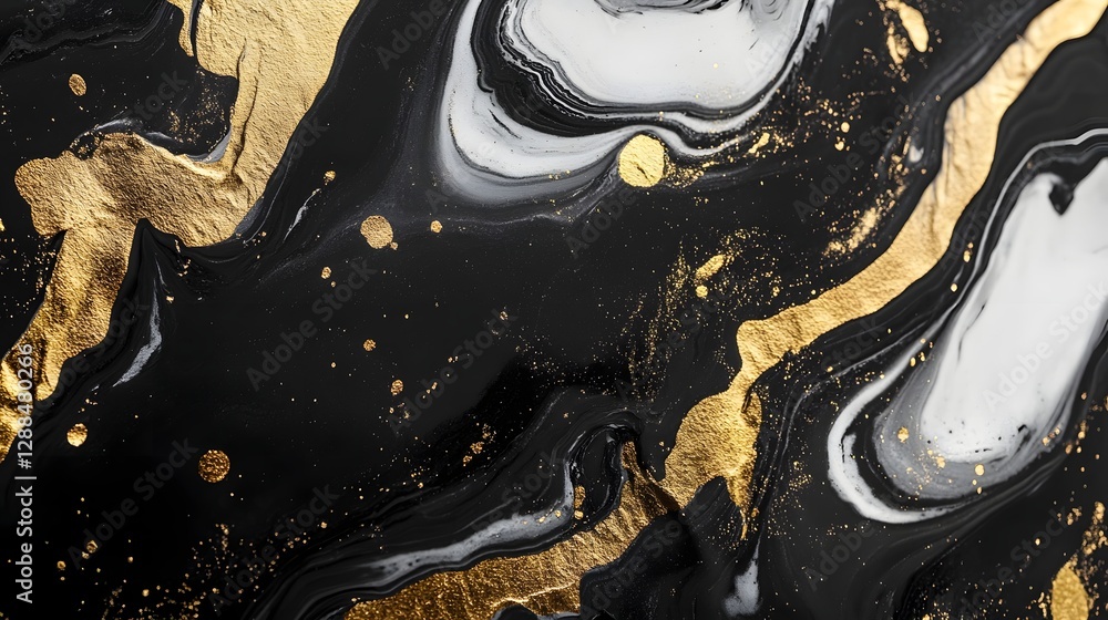 Poster striking and visually captivating fluid abstract art piece featuring a mesmerizing blend of black wh