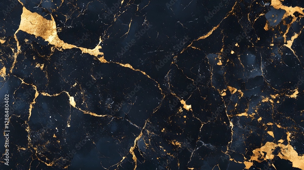 Aufkleber striking black and gold marble texture with dramatic geometric patterns and glossy reflective surfac