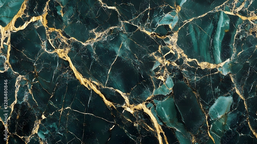 Poster striking green and golden marble textured background with dramatic cracked and splattered pattern ca