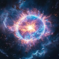 Colorful Cosmic Explosion in Deep Space with Bright Energy Effects
