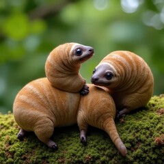 Obraz premium Adorable Slow Loris Family in their Natural Habitat