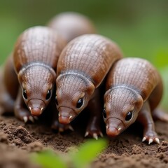 Fototapeta premium Cute Baby Armadillos Gathering Together
