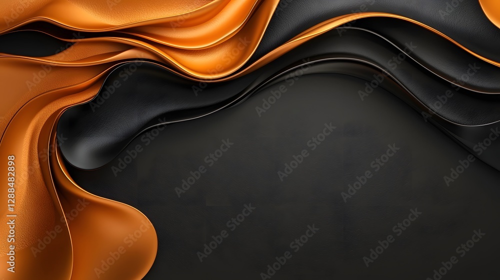 Poster abstract digital background with golden metallic waves flowing from both sides in a luxury minimalis
